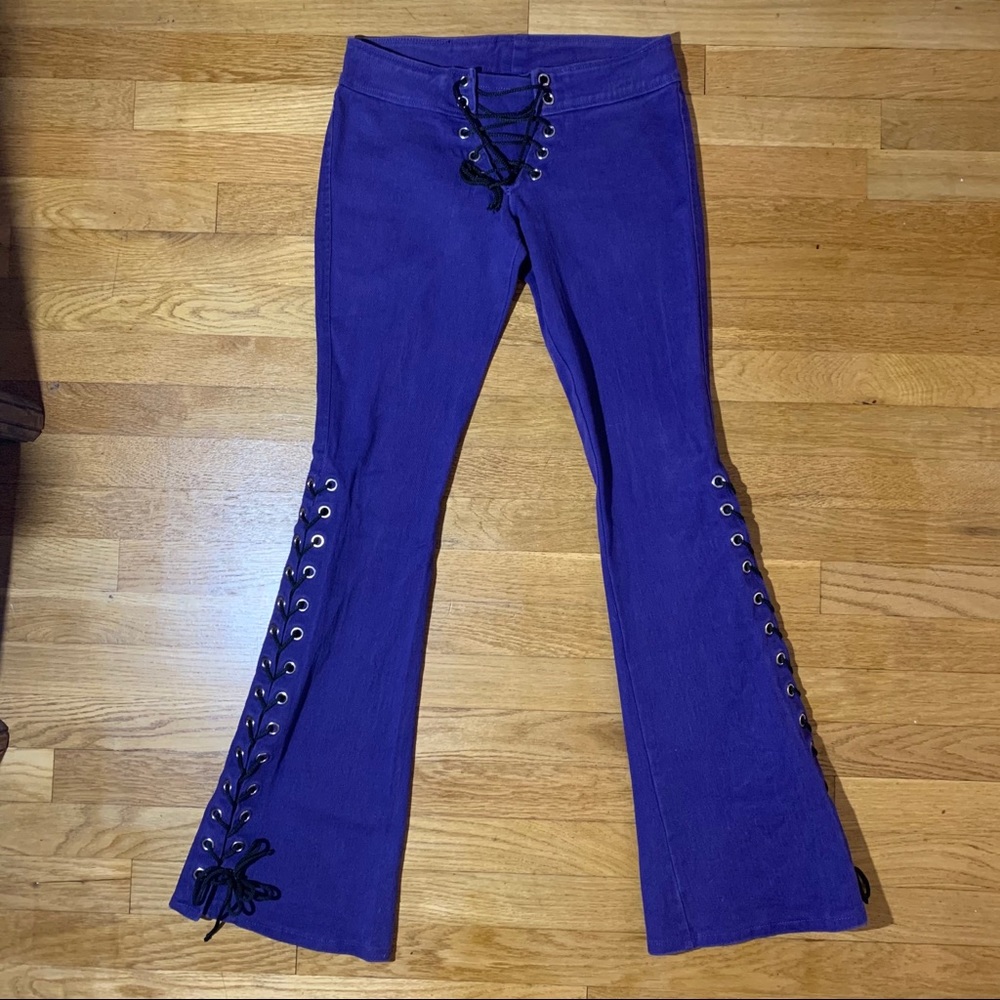 RARE Purple low rise/lace up jeans/pants